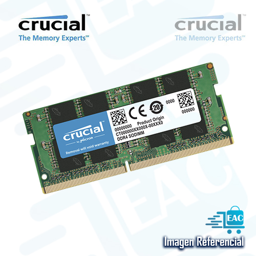 MEMORIA RAM CRUCIAL 8GB DDR4 3200 SODIMM - P/N: CT8G4SFRA32A
