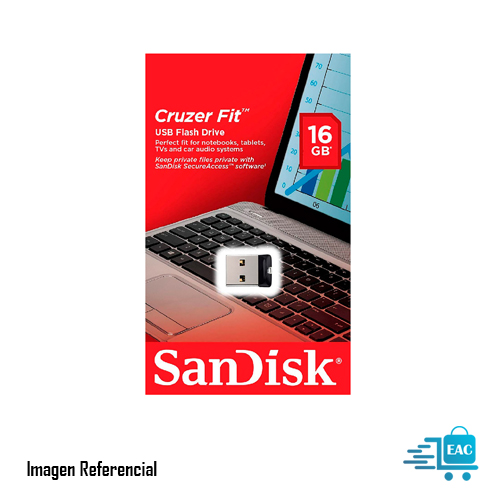 MEMORIA USB FLASH SANDISK CRUZER FIT, 16GB, USB 2.0 - P/N: SDCZ33-016G-G35