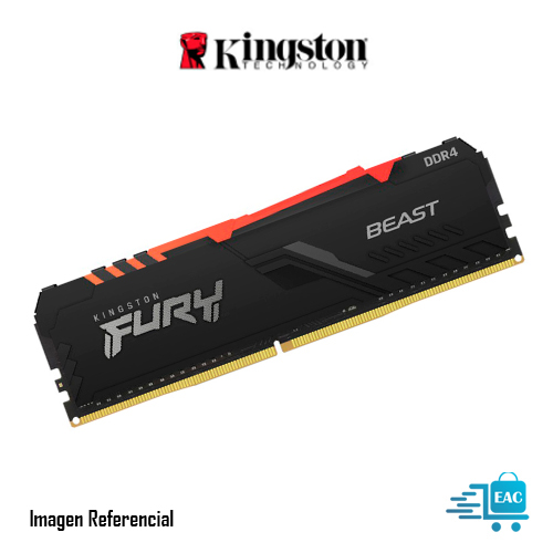 MEMORIA RAM DIMM KINGSTON RGB PARA PC FURY BEAST 8GB DDR4 3200MHZ NEGRO P/N: KF432C16BBA/8