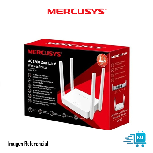 ROUTER MERCUSYS AC10 WIRELESS DUAL BAND WIFI AC1200| 1200 MBPS WI-FI SPEED | 4 HIGH GAIN ANTENNAS | PARENTAL CONTROL | IPTV AND IPV6