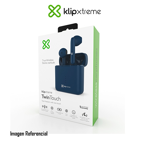 Klip Xtreme TwinTouch KTE-010 - Auriculares internos con micro - en oreja - Bluetooth - inalámbrico - azul