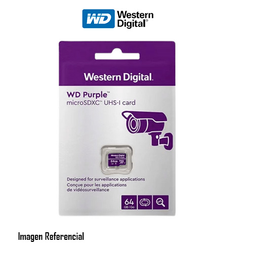 Memoria Flash WD Purple 64GB SC QD101 microSD ideal para Camaras de videovigilancia.