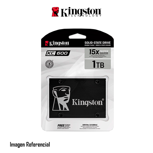 DISCO SOLIDO INTERNO KINGSTON KC600 1TB (1024GB), 550 MB/S, SATA 6.0 GB/S, 2.5" / 7MM, 3D TLC - P/N: SKC600/1024G