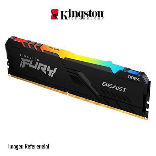 MEMORIA RAM DIMM KINGSTON RGB PARA PC FURY BEAST 8GB DDR4 3200MHZ NEGRO P/N: KF432C16BBA/8