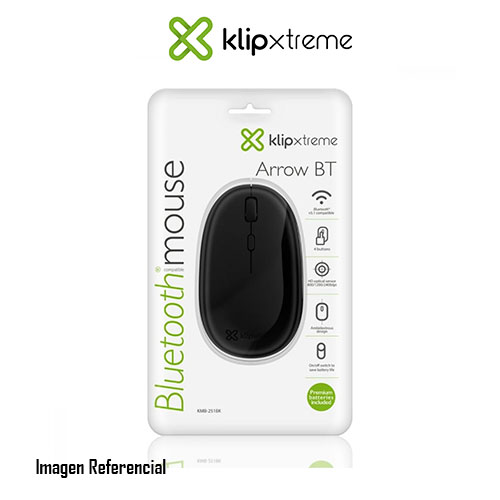 Klip Xtreme Arrow BT KMB-251BK - Ratón - diestro y zurdo - óptico - 4 botones - inalámbrico - Bluetooth 5.1 - negro