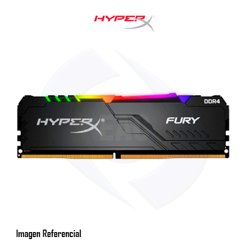 MEMORIA RAM KINGSTON HYPERX FURY RGB, DDR4 8GB 3200MHZ, PC4-25600, CL-16, 1.35V, BLACK, DIMM, PC - P/N: HX432C16FB3A/8