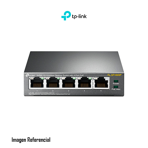 SWITCH TP-LINK FAST ETHERNET SF1005P, 5 PUERTOS, 10/100MBPS, 4 PUERTO POE - P/N:TL-SF1005P