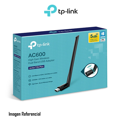 TP-Link Archer T2U Plus - Adaptador de red - USB 2.0 - Wi-Fi 5