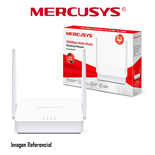 ROUTER MERCUSYS N300MBPS WI-FI 2.4GHZ 2 ANT 5DBI MULTI-MODO ROUTER, REPETIDOR, PUNTO ACCESO, WISP - P/N: MW302R