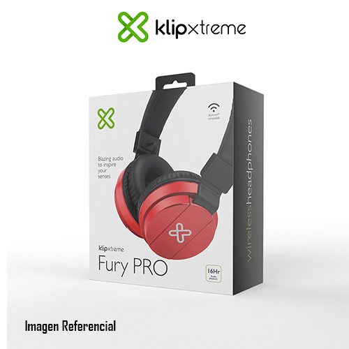 Klip Xtreme - KWH-001RD - Headphones - Para Cellular phone / Para Computer / Para Phone / Para Portable electronics / Para Tablet - Wireless - 16Hrs - Rojo