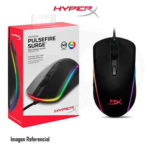 HyperX Pulsefire Surge - Ratón - óptico - 6 botones - cableado - USB - negro - para Laptop 14, 15, 17; OMEN 15, 16; Pavilion Plus Laptop 14; Pavilion x360 Laptop; Pro 290 G9