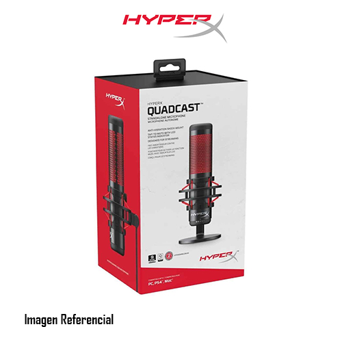 HyperX QuadCast - Micrófono - USB - rojo y negro - para Laptop 14, 15, 17; OMEN 15, 16; Pavilion Plus Laptop 14; Pavilion x360 Laptop; Pro 290 G9
