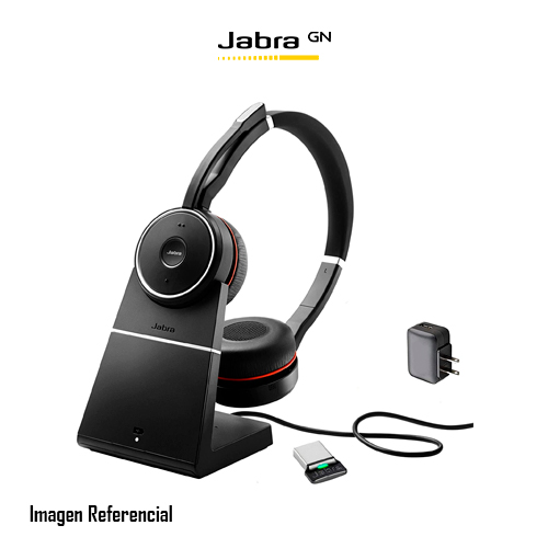 Jabra Evolve 75 MS Stereo - Auricular - en oreja - Bluetooth - inalámbrico - cancelación de sonido activo - USB - con base de carga