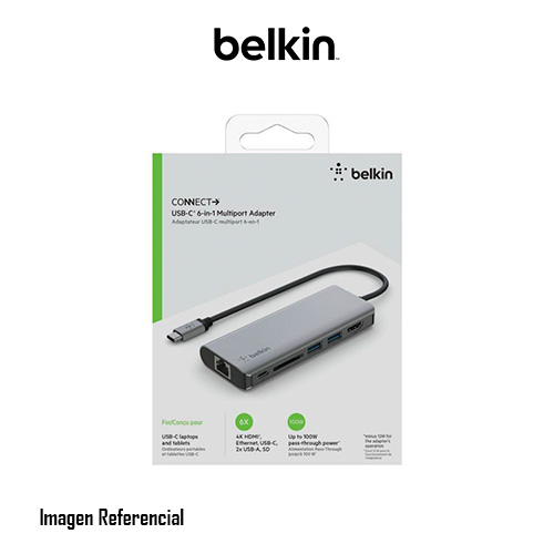 Belkin CONNECT USB-C 6-in-1 Multiport Adapter - Estación de conexión - USB-C - HDMI - GigE