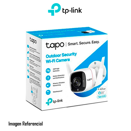 CAMARA TP-LINK TAPO C310, FHD 1080P, WI-FI, VISION NOCTURNA, SONIDO Y ALARMA DE LUZ, EXTERIORES, MAX 128GB, TRANSMISION RTSP - P/N: TAPO C310