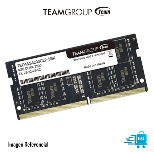 MEMORIA RAM SODIMM TEAMGROUP DDR4 8GB 3200MHZ- PARA LAPTOP  P/N: TED48G3200C22-S01