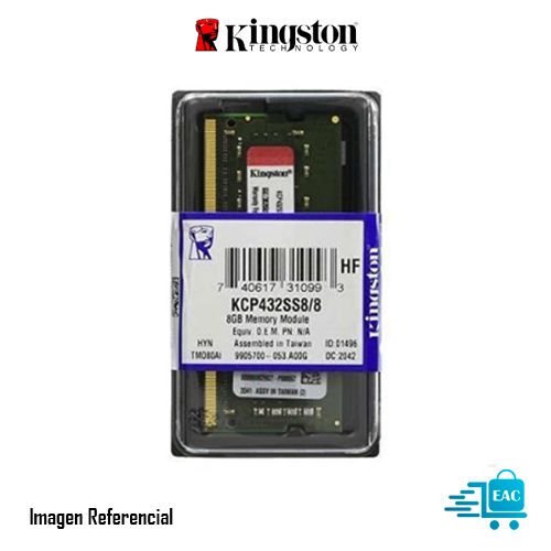 MEMORIA RAM SODIMM KINGSTON 8GB DDR4 3200MHZ PARA LAPTOP P/N: KCP432SS8/8