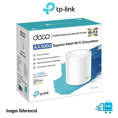 DECO X60-1 TP LINK WI-FI 6 AX300 1 PACK 5GHZ/2402MBPS 2.4GHZ/574MBPS  P/N: DECO X60-1