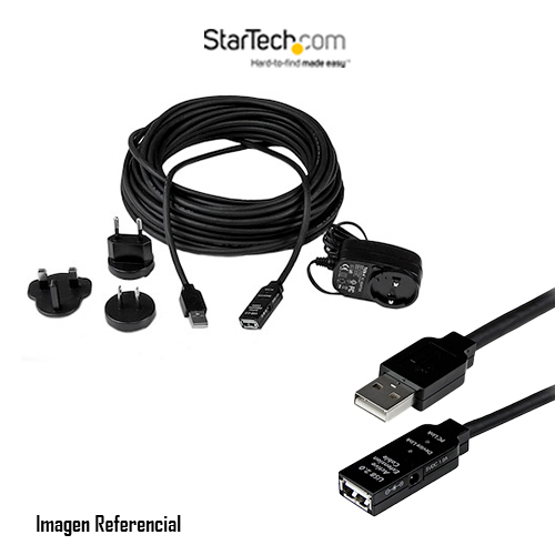 StarTech.com Cable de Extensión Alargador de 15m USB 2.0 Hi Speed Alta Velocidad Activo Amplificado - Macho a Hembra USB A - Negro - Cable alargador USB - USB (H) a USB (M) - USB 2.0 - 15 m - activo - negro - para P/N: SVA5H2NEUA, UUSBOTG