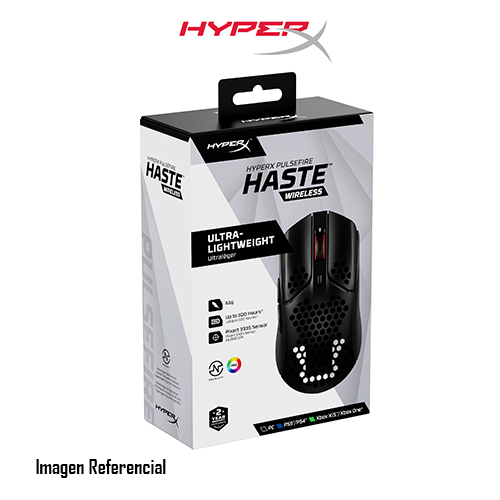 HyperX Pulsefire Haste - Ratón - óptico - 6 botones - inalámbrico - 2.4 GHz - receptor inalámbrico USB - negro - para Laptop 14, 15, 17; OMEN 16; Pavilion Plus Laptop 14; Pavilion x360 Laptop; Pro 290 G9