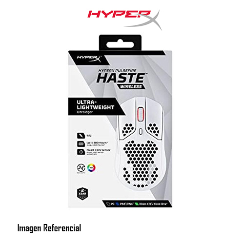 HyperX Pulsefire Haste - Ratón - óptico - 6 botones - inalámbrico - 2.4 GHz - receptor inalámbrico USB - blanco, rosa - para Laptop 14, 15, 17; OMEN 16; Pavilion Plus Laptop 14; Pavilion x360 Laptop; Pro 290 G9