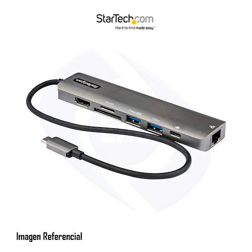 StarTech.com Adaptador Multipuertos USB C - Docking Station USB Tipo C a HDMI 2.0 4K 60Hz - Entrega de Alimentación 100W Pass-through - SD - MicroSD - Hub USB 3.0 de 2 Puertos - GbE (DKT30CHSDPD1) - Estación de conexión - USB-C / Thunderbolt 3 - HDMI - GigE