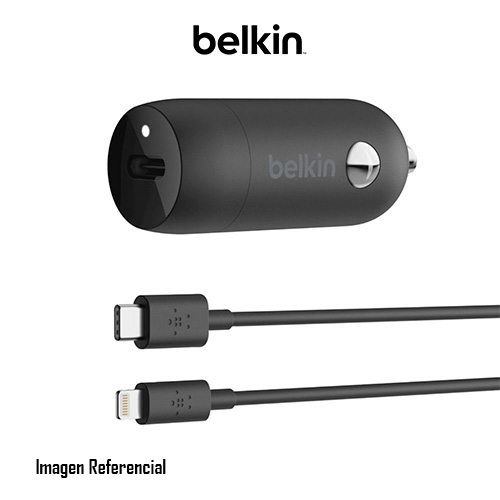 Belkin - Adaptador de corriente para el coche - 20 vatios - 3.6 A (24 pin USB-C) - en el cable: Lightning - negro