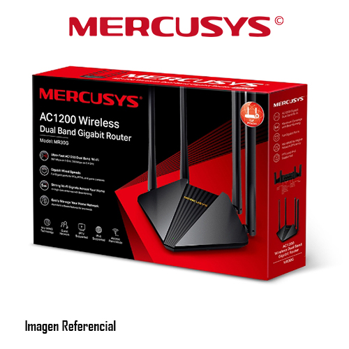 ROUTER AC1200 MERCUSYS MR30G 4 ANTENAS DUAL BAND 867MBPS/5GHZ 300MBPS/2,4GHZ MU-MIMO 4 ANTENAS 5DBI P/N:1750502473