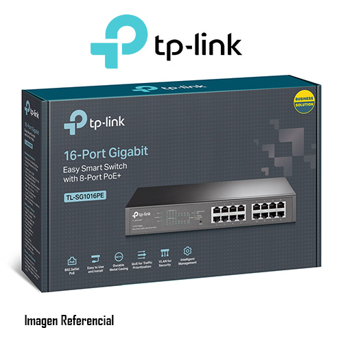 SWITCH TP-LINK TL SG1016PE V3.2 GIGABIT ETHERNET 10-100-1000MBPS 32GB 16 PUERTOS P/N: TL-SG1016PE