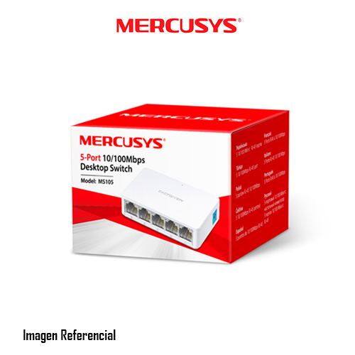 SWITCH MERCUSYS MS105 V2.2 5 PUERTOS 10/100 MBP COLOR BLANCO P/N:MS105