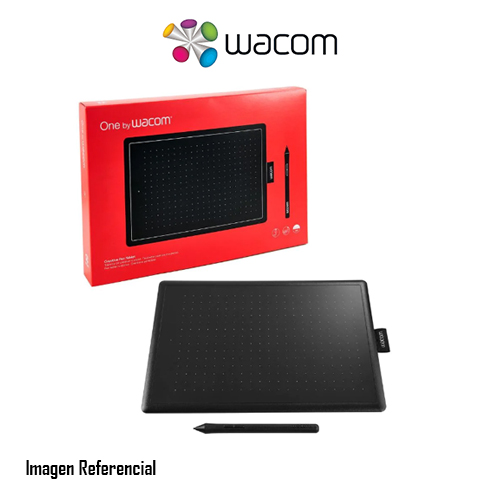Wacom One by Wacom - Digitalizador - tamaño mediano - diestro y zurdo - 21.6 x 13.5 cm - electromagnético - cableado - USB - negro, rojo