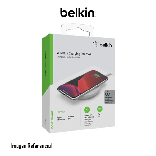 Belkin - Base de carga inalámbrica + adaptador de corriente CA - 15 vatios - QC 3.0 - blanco