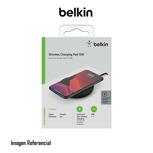 Belkin - Base de carga inalámbrica + adaptador de corriente CA - 15 vatios - negro