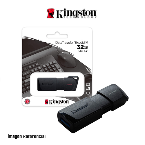 MEMORIA USB KINGSTON DATATRAVELER EXODIA M 32GB, USB 3.2 GEN 1, NEGRO P/N: DTXM/32GB