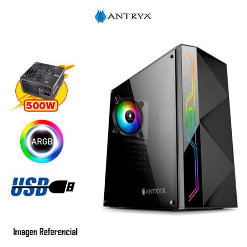 CASE ANTRYX EXTREME NEOI, ARGB FAN X1 + CINTA LED C/FUENTE 500W USB 3.0/USB 2.0 - P/N: AC-XN01KR1-500CP