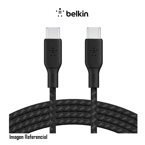 CABLE BRAIDED BELKIN USB-CTO USB C 100W 2M COLOR NEGRO PN: CAB014BT2MBK