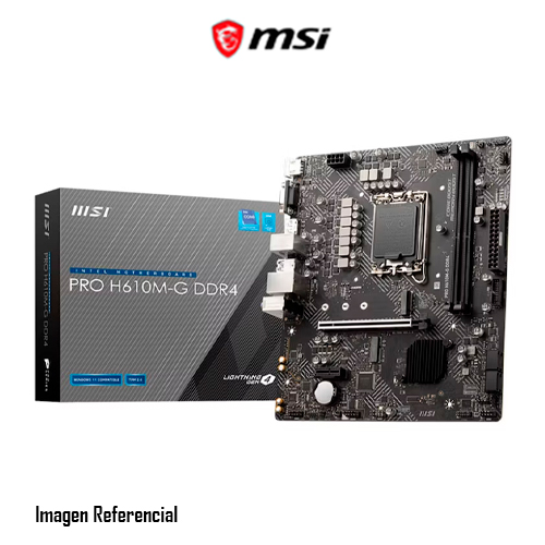 MSI PRO H610M-G DDR4 - Placa base - micro ATX - Socket LGA1700 - H610 Chipset - USB 3.2 Gen 1 - Gigabit LAN - Tarjeta gráfica (CPU necesaria) - HD Audio (8-canales)