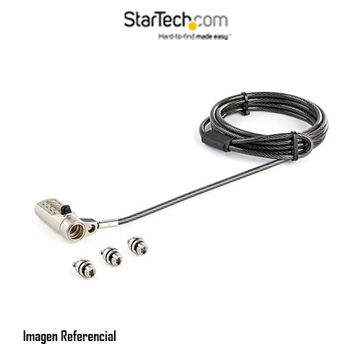 StarTech.com Cable de 2m de Seguridad para Ordenadores Portátiles - para K-Slot - Ranura Nano - Ranura Wedge - con Candado de Combinación - Bloqueo de cable de seguridad - 2 m