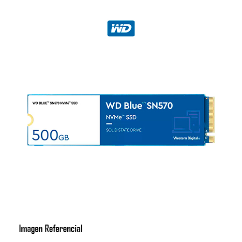DISCO SOLIDO INTERNO WESTERN DIGITAL WD BLUE SN570 500GB M.2 2280 NVME PCIE 3.0 X4  P/N:WDS500G3B0C