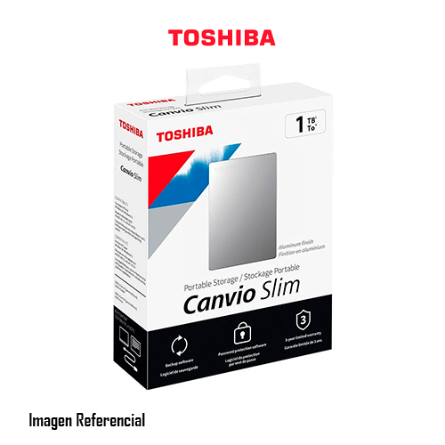 DISCO DURO EXTERNO TOSHIBA CANVIO SLIM 1TB, INTERFAZ USB 3.0 SILVER P/N: HDTD310XS3DA