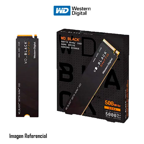 Unidad de estado solido Western Digital Black SN770 NVMe 500GB M.2 2280 PCIe Gen 4.0 x4.