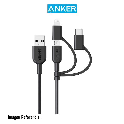 ANKER POWERLINE II - CABLE 3 EN 1, LIGHTNING/TIPO C/CABLE MICRO USB PARA IPHONE, IPAD, HUAWEI, HTC, LG, SAMSUNG GALAXY, SONY XPERIA, ANDROID Y MAS