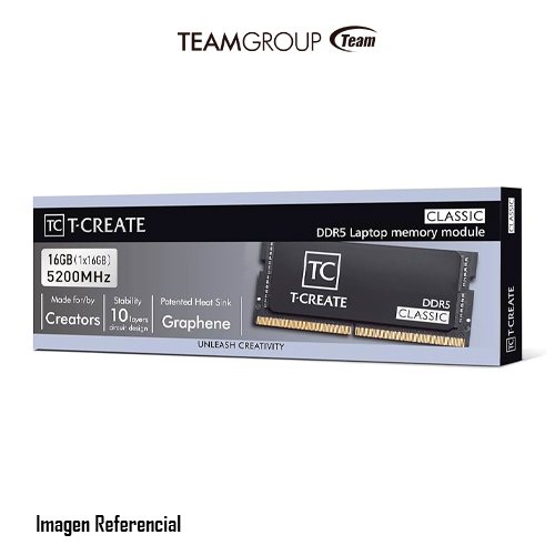 MEMORIA RAM TEAMGROUP T-CREATE  CLASSIC 16GB DDR5 SODIMM 5200MHZ, PC5-41600, CL42, 1.1V - P/N: CTCCD516G5200HC42-S01