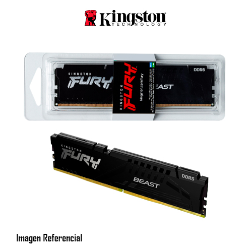 MEMORIA RAM KINGSTON FURY BEAST 8GB DDR5 DIMM 5200MHZ, RGB, PC5-41600, CL40, 1.25V - P/N: F552C40BBA-8