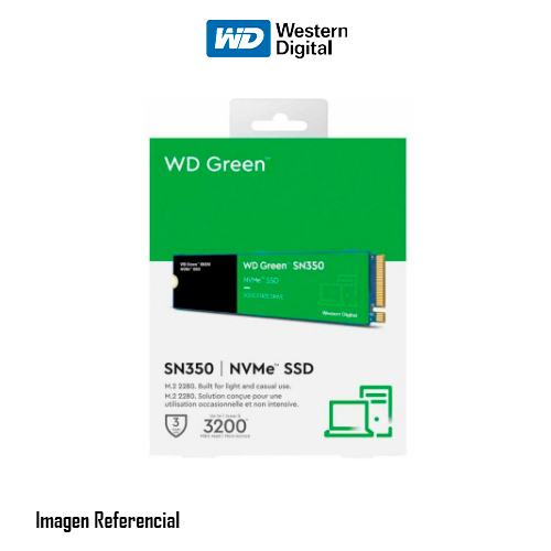 DISCO SOLIDO SSD WESTERN DIGITAL GREEN SN350 250GB NVME M.2 2280, PCIE GEN3X4, 2400MBPS LECTURA, 1500MBPS ESCRITURA - P/N: WDS250G2G0C