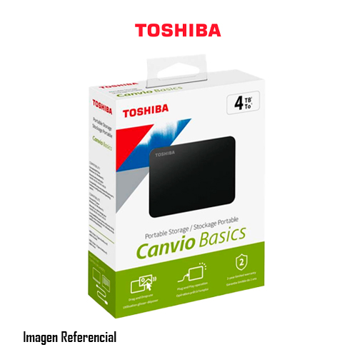 DISCO DURO EXTERNO TOSHIBA CANVIO BASICS 4TB, 2.5", USB 3.0, NEGRO - P/N: HDTB540XK3CA