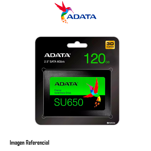 DISCO SOLIDO INTERNO ADATA SU650, 120GB, LECT. 520MB/ ESCRIT. 450MB, SATA 6GB/S SATA III - P/N: ASU650SS-120GT-R