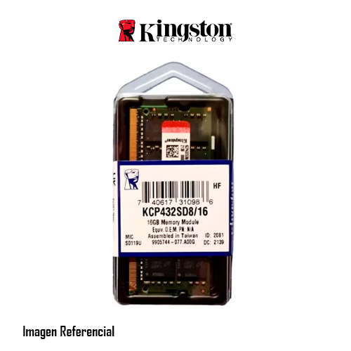 MEMORIA RAM KINGSTON 16GB DDR4-3200MHZ - P/N: KCP432SD8/16