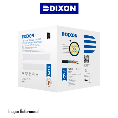 DIXON CABLE DE RED 9067 CAT6 4PX23AWG NEGRO EXTERIORES UV 305M