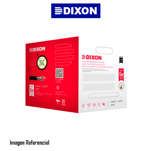 DIXON CABLE DE RED 3056 UTP CAT5E 4PX24AWG NEGRO EXTERIORES UV 305M